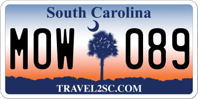 SC license plate MOW089