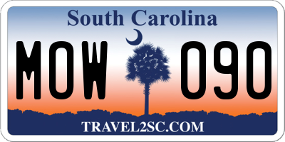 SC license plate MOW090