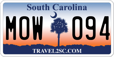 SC license plate MOW094