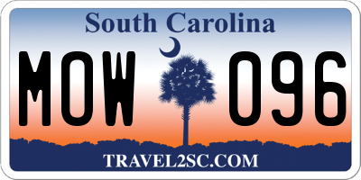SC license plate MOW096