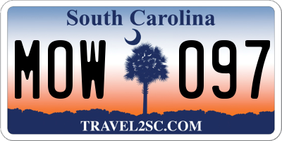 SC license plate MOW097