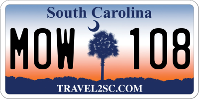 SC license plate MOW108