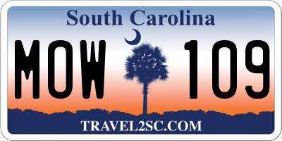 SC license plate MOW109