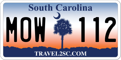 SC license plate MOW112