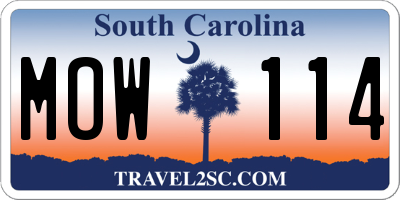 SC license plate MOW114