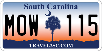 SC license plate MOW115
