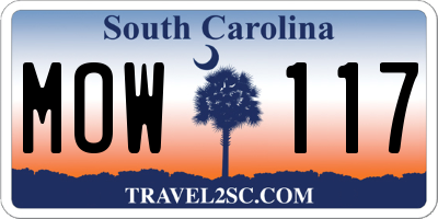 SC license plate MOW117