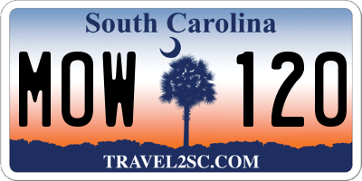 SC license plate MOW120