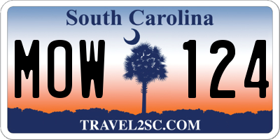 SC license plate MOW124