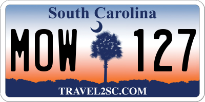 SC license plate MOW127