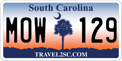 SC license plate MOW129