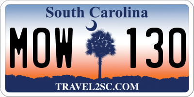 SC license plate MOW130