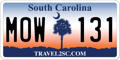SC license plate MOW131