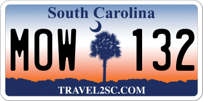 SC license plate MOW132
