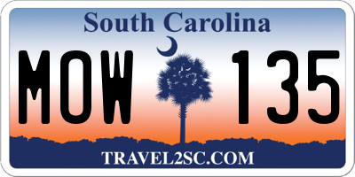 SC license plate MOW135