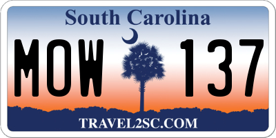 SC license plate MOW137