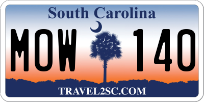 SC license plate MOW140
