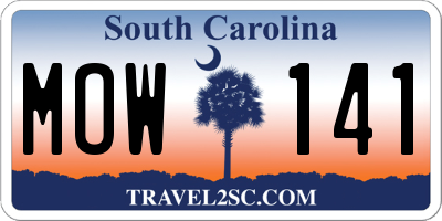 SC license plate MOW141