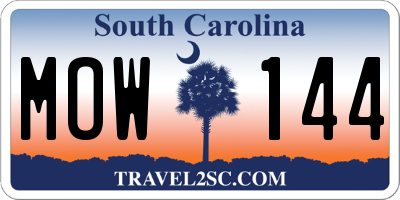 SC license plate MOW144