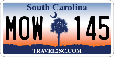 SC license plate MOW145