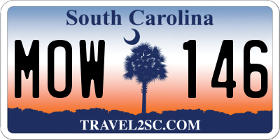 SC license plate MOW146