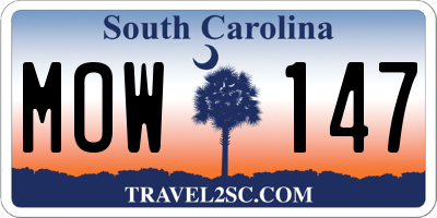 SC license plate MOW147