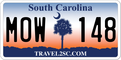 SC license plate MOW148