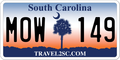 SC license plate MOW149