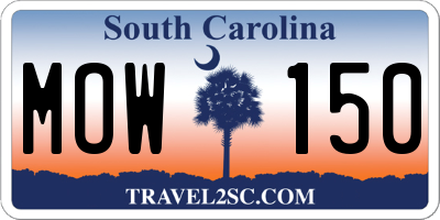 SC license plate MOW150