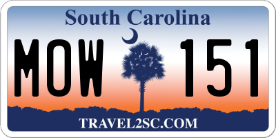 SC license plate MOW151