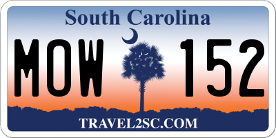 SC license plate MOW152