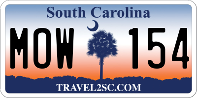 SC license plate MOW154