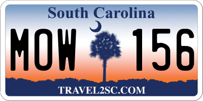 SC license plate MOW156