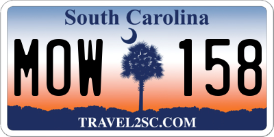 SC license plate MOW158