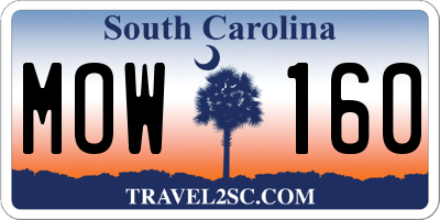 SC license plate MOW160