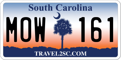 SC license plate MOW161