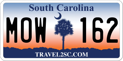 SC license plate MOW162