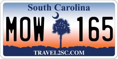 SC license plate MOW165