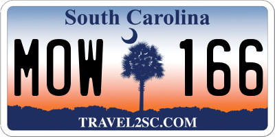 SC license plate MOW166