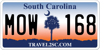 SC license plate MOW168
