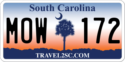 SC license plate MOW172