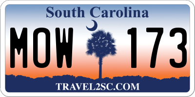 SC license plate MOW173