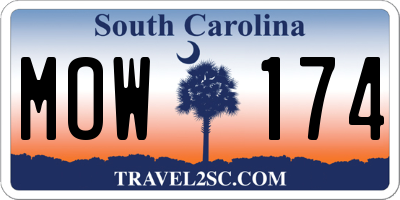 SC license plate MOW174