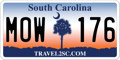 SC license plate MOW176