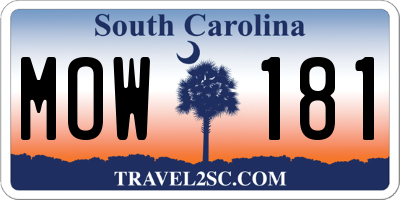 SC license plate MOW181