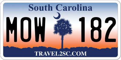 SC license plate MOW182