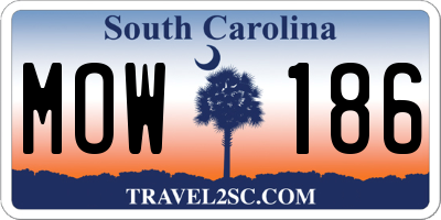 SC license plate MOW186