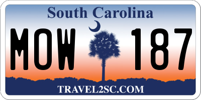SC license plate MOW187