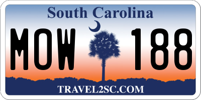 SC license plate MOW188