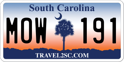 SC license plate MOW191